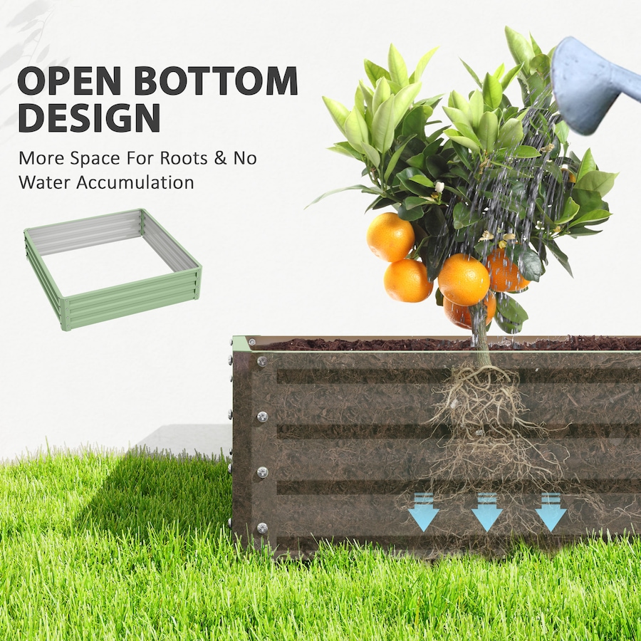 Image 904409_ALTMORE5.jpg, Product 904-409 / Price $61.99, Outsunny 4' x 4' x 1' Raised Garden Bed Galvanized Planter Box Light Green from Outsunny on TSC.ca's Home & Garden department