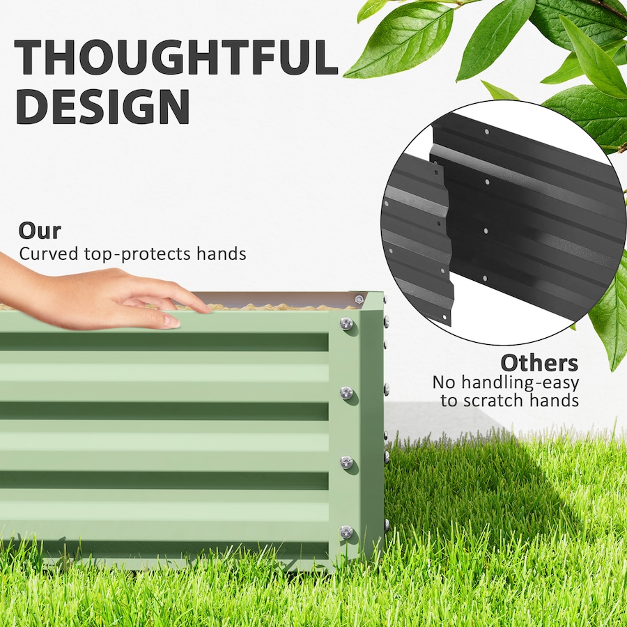 Image 904409_ALTMORE6.jpg, Product 904-409 / Price $61.99, Outsunny 4' x 4' x 1' Raised Garden Bed Galvanized Planter Box Light Green from Outsunny on TSC.ca's Home & Garden department