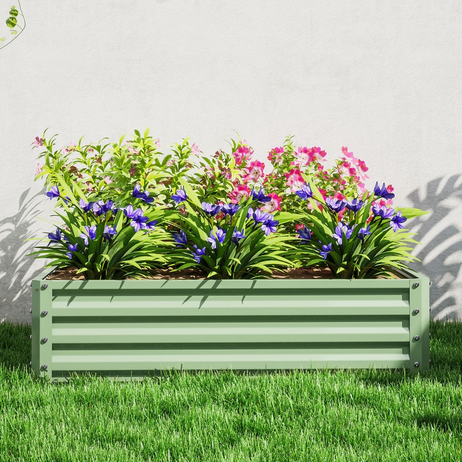 Image 904409_ALTMORE8.jpg, Product 904-409 / Price $61.99, Outsunny 4' x 4' x 1' Raised Garden Bed Galvanized Planter Box Light Green from Outsunny on TSC.ca's Home & Garden department