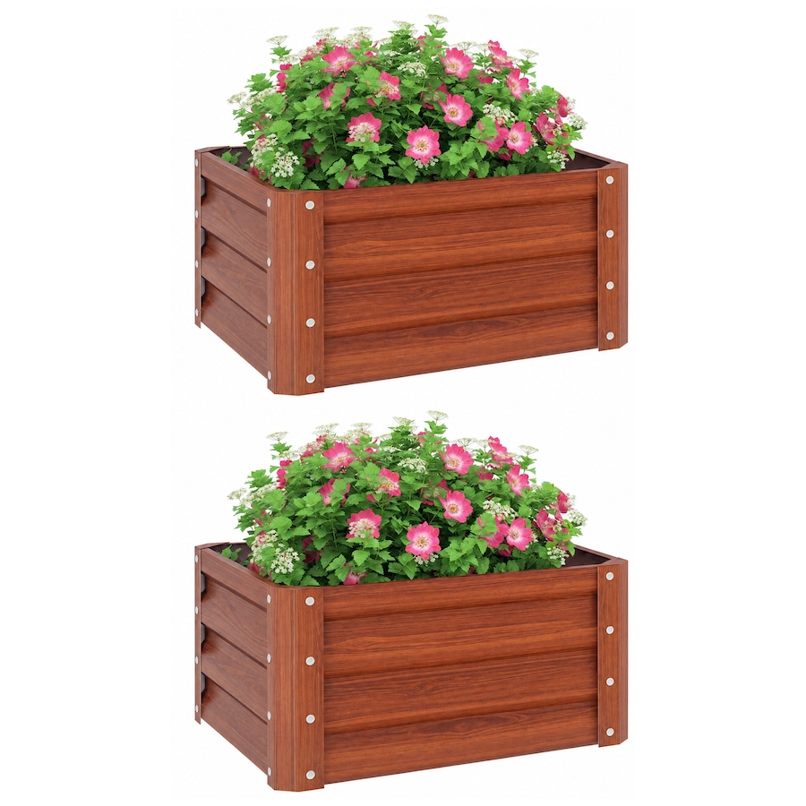 Image 904411.jpg, Product 904-411 / Price $72.99, Outsunny Raised Garden Beds Set of 2, Galvanized Planter Box, Dark Brown Wood Effect from Outsunny on TSC.ca's Home & Garden department