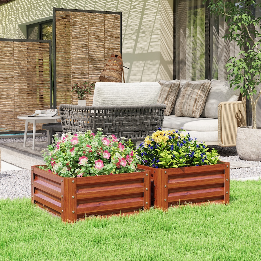 Image 904411_ALTMORE1.jpg, Product 904-411 / Price $72.99, Outsunny Raised Garden Beds Set of 2, Galvanized Planter Box, Dark Brown Wood Effect from Outsunny on TSC.ca's Home & Garden department