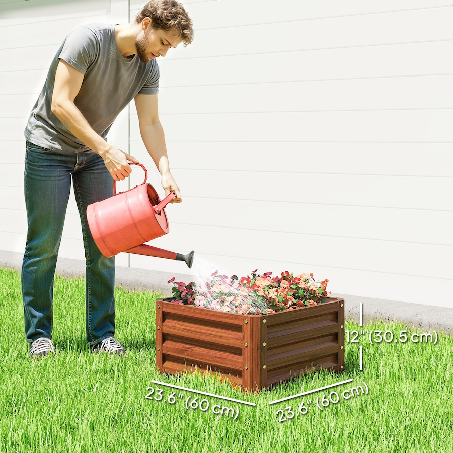Image 904411_ALTMORE2.jpg, Product 904-411 / Price $72.99, Outsunny Raised Garden Beds Set of 2, Galvanized Planter Box, Dark Brown Wood Effect from Outsunny on TSC.ca's Home & Garden department