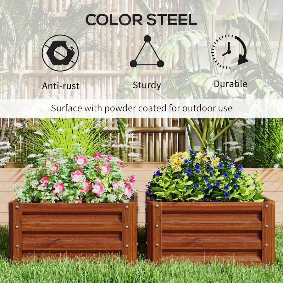 Image 904411_ALTMORE5.jpg, Product 904-411 / Price $72.99, Outsunny Raised Garden Beds Set of 2, Galvanized Planter Box, Dark Brown Wood Effect from Outsunny on TSC.ca's Home & Garden department