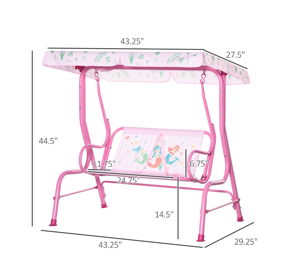 Image 904421_ALTMORE2.jpg, Product 904-421 / Price $94.99, Outsunny 2-Seat Kids Swing Chair Outdoor with Adjustable Canopy, Pink from Outsunny on TSC.ca's Home & Garden department