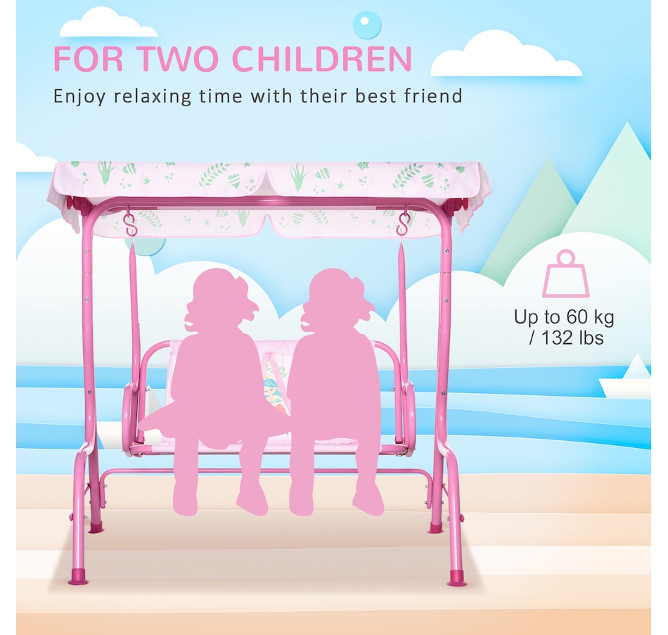 Image 904421_ALTMORE3.jpg, Product 904-421 / Price $94.99, Outsunny 2-Seat Kids Swing Chair Outdoor with Adjustable Canopy, Pink from Outsunny on TSC.ca's Home & Garden department