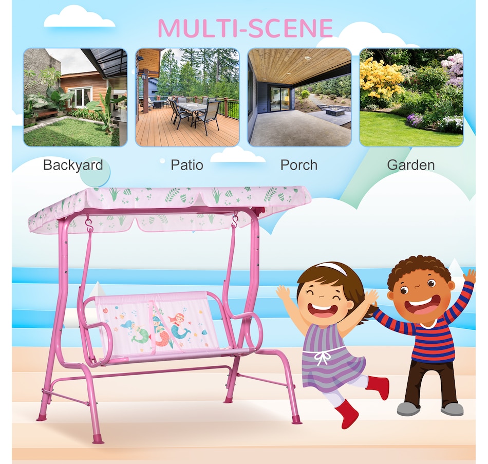 Image 904421_ALTMORE5.jpg, Product 904-421 / Price $94.99, Outsunny 2-Seat Kids Swing Chair Outdoor with Adjustable Canopy, Pink from Outsunny on TSC.ca's Home & Garden department