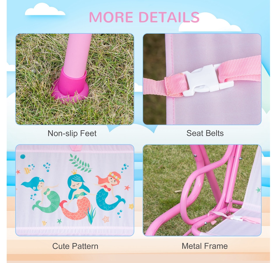 Image 904421_ALTMORE6.jpg, Product 904-421 / Price $94.99, Outsunny 2-Seat Kids Swing Chair Outdoor with Adjustable Canopy, Pink from Outsunny on TSC.ca's Home & Garden department