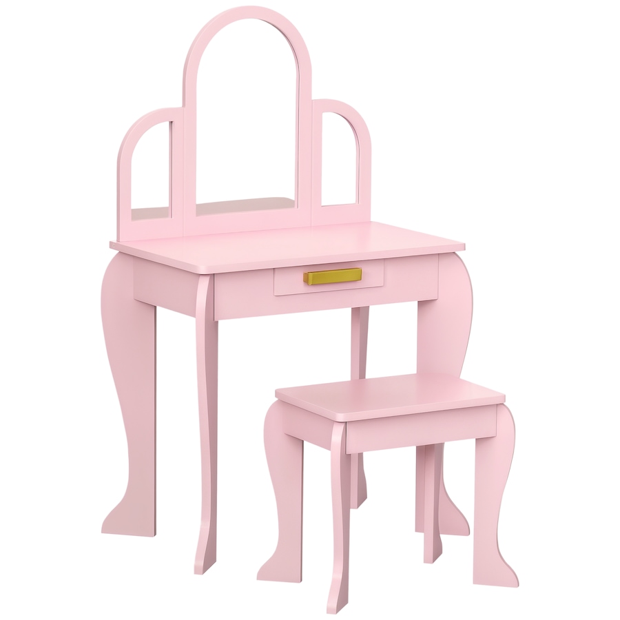 Image 904423.png, Product 904-423 / Price $96.99, Qaba Dressing Table Set with Drawer and Chair for 3-6 Years Old, Pink from Qaba on TSC.ca's Home & Garden department
