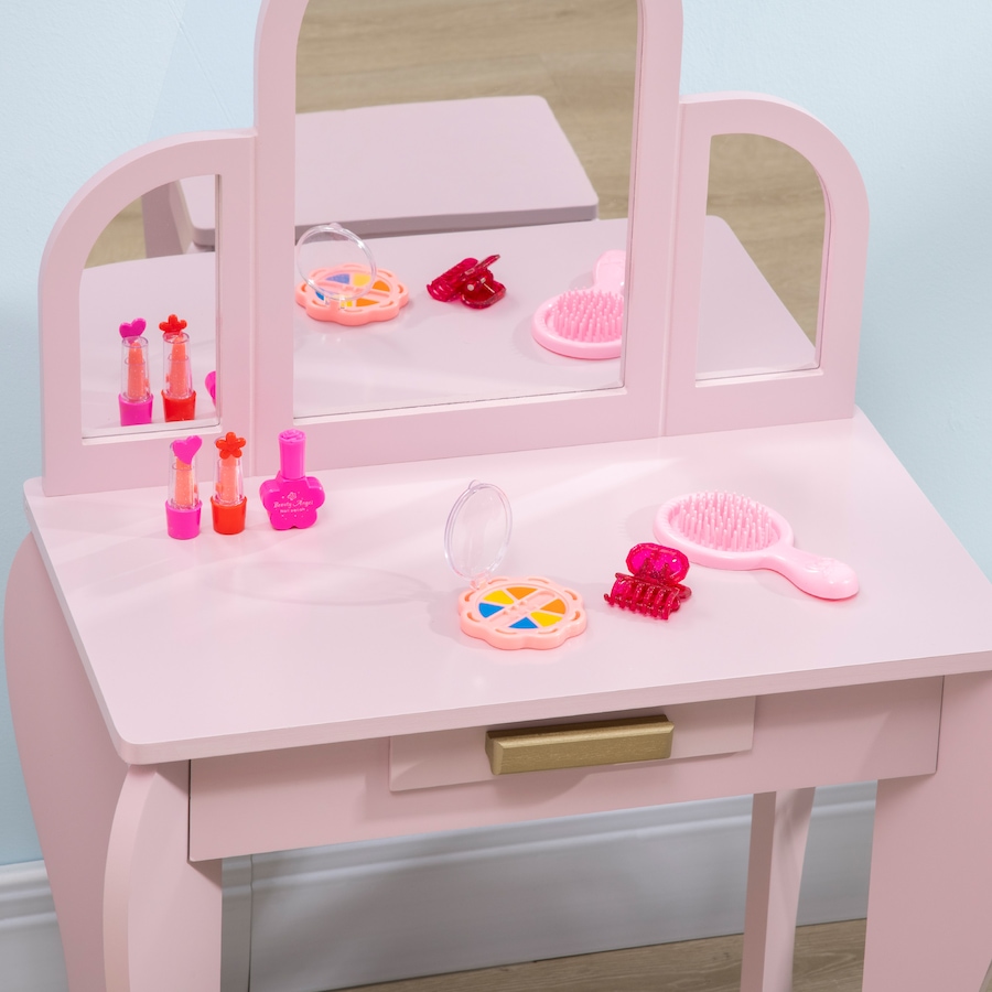 Image 904423_ALTMORE7.jpg, Product 904-423 / Price $96.99, Qaba Dressing Table Set with Drawer and Chair for 3-6 Years Old, Pink from Qaba on TSC.ca's Home & Garden department