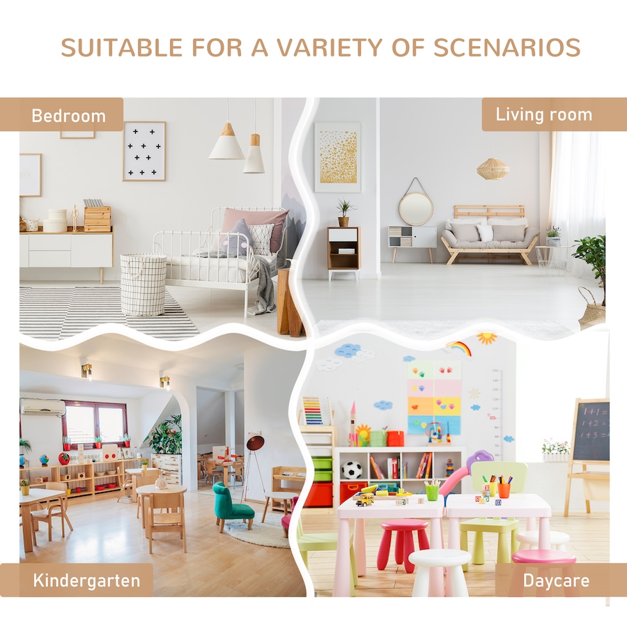 Image 904425_ALTMORE5.jpg, Product 904-425 / Price $159.99, Qaba 4-Piece Set Kids Wood Table Chair Bench with Storage Function Easy to Clean Gift for Girls Boys Toddlers Age 3 Years up - Natural and White from Qaba on TSC.ca's Home & Garden department