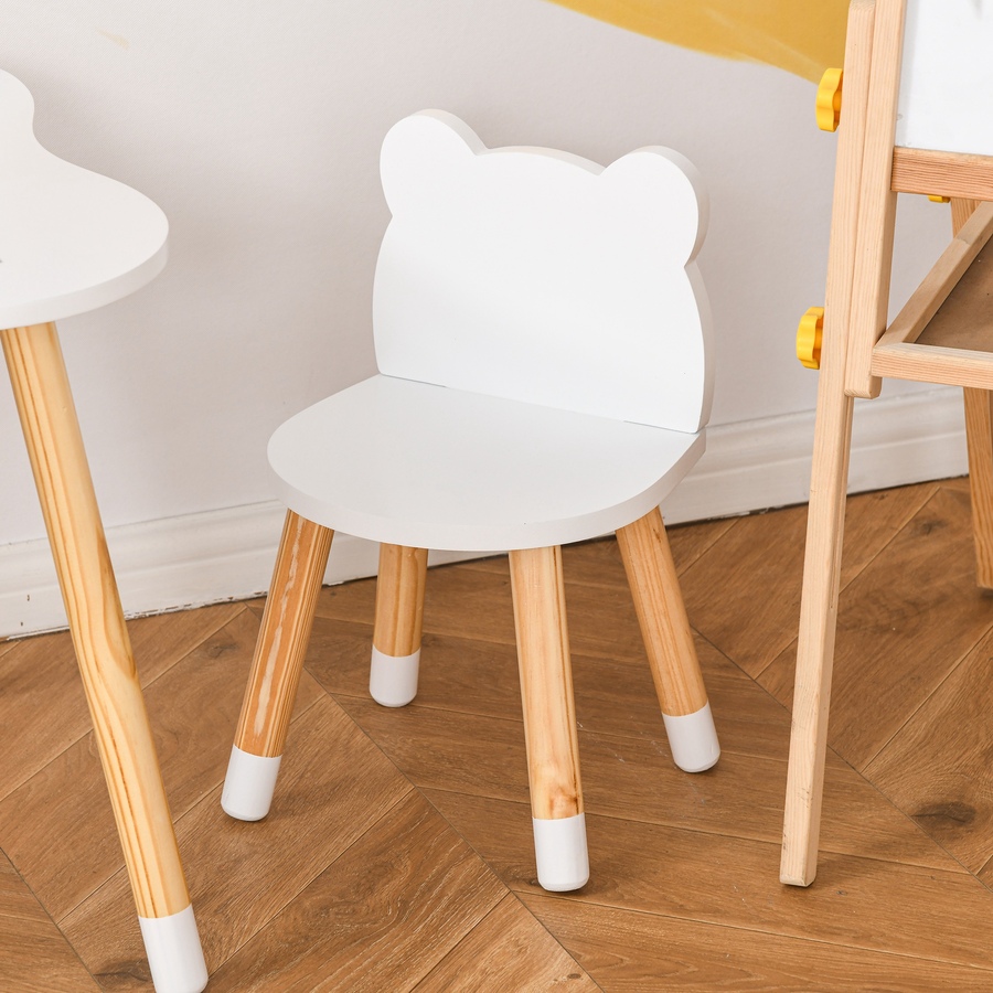 Image 904426_ALTMORE8.jpg, Product 904-426 / Price $78.99, Qaba 3 Piece Kids Table and Chairs Set, Children Dining Table with 2 Chairs, Cute Bear Shape, Rounded Corners, for Toddler 1-4 Years, Reading, Drawing, Playing, White from Qaba on TSC.ca's Home & Garden department