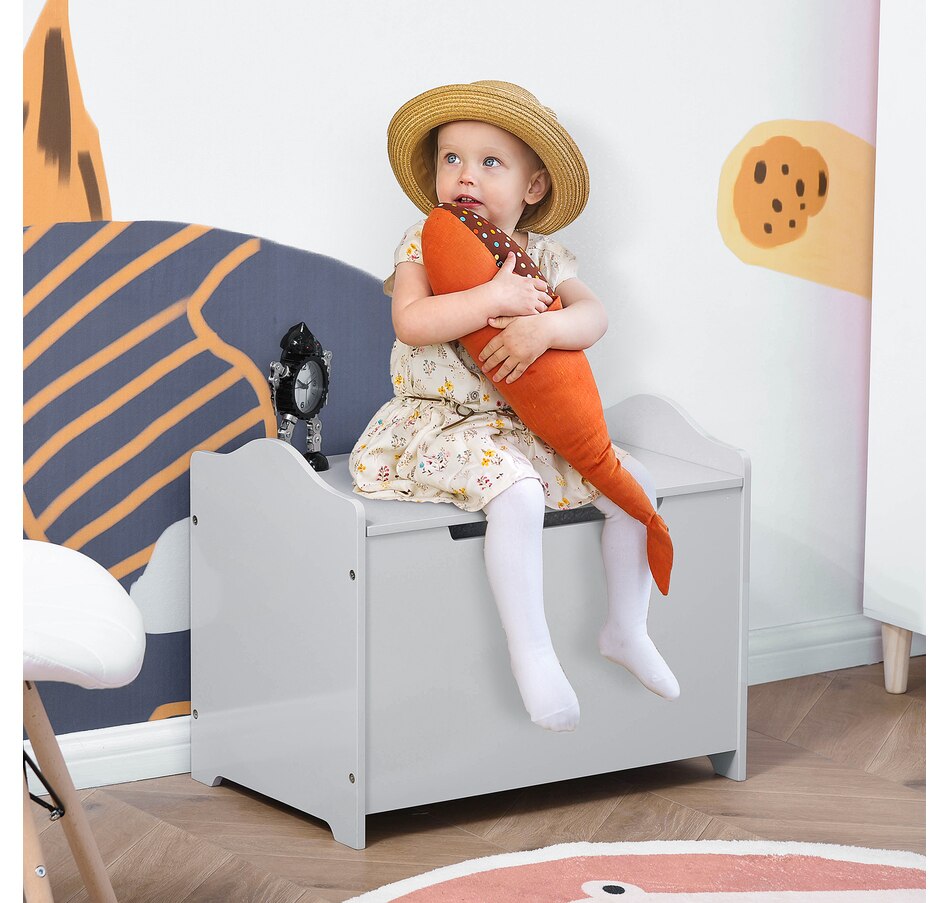 Image 904427_ALTMORE1.jpg, Product 904-427 / Price $76.00, Qaba Kids Wooden Toy Storage Box Organizer Chest with Magnetic Hinge, Grey from Qaba on TSC.ca's Home & Garden department