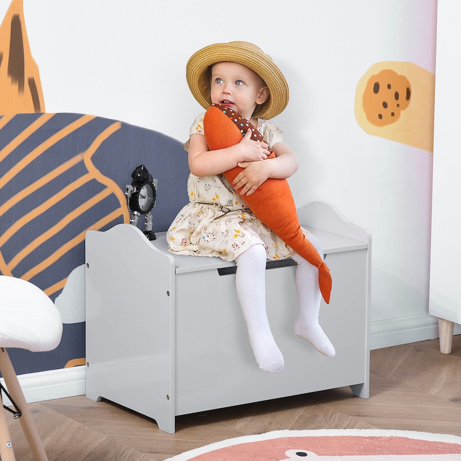Image 904427_ALTMORE1.jpg, Product 904-427 / Price $74.99, Qaba Kids Wooden Toy Storage Box Organizer Chest with Magnetic Hinge, Grey from Qaba on TSC.ca's Home & Garden department