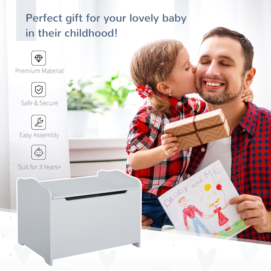 Image 904427_ALTMORE3.jpg, Product 904-427 / Price $74.99, Qaba Kids Wooden Toy Storage Box Organizer Chest with Magnetic Hinge, Grey from Qaba on TSC.ca's Home & Garden department