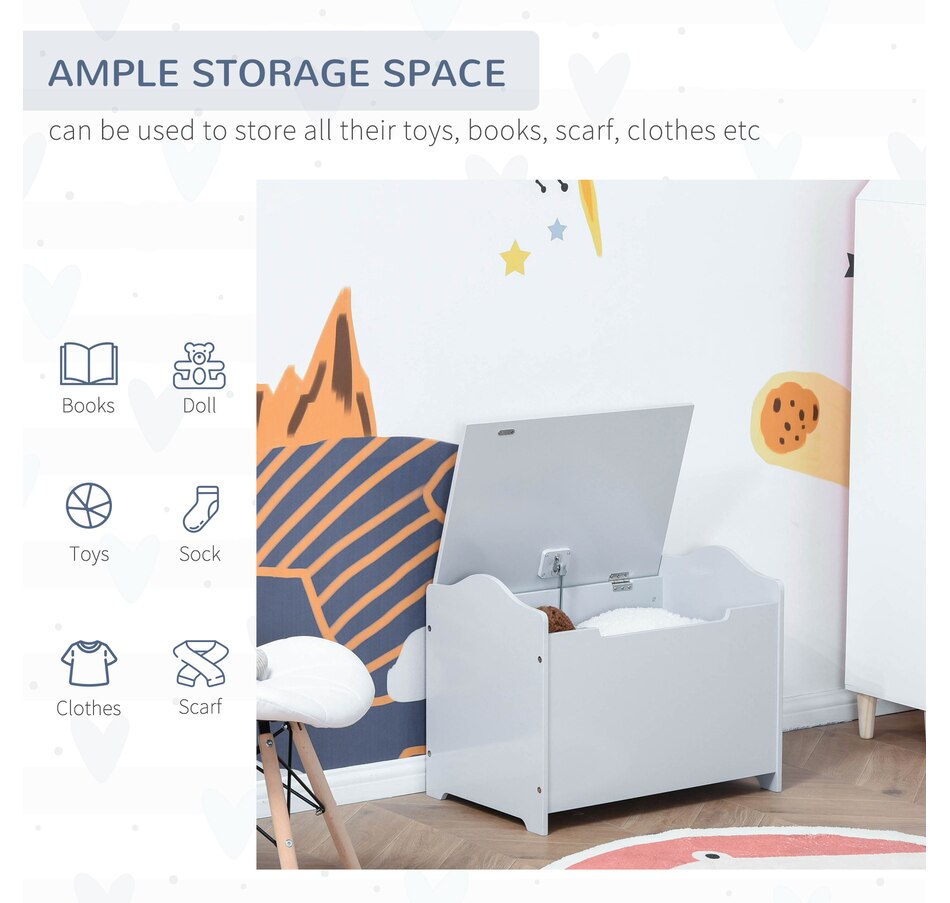 Image 904427_ALTMORE5.jpg, Product 904-427 / Price $76.00, Qaba Kids Wooden Toy Storage Box Organizer Chest with Magnetic Hinge, Grey from Qaba on TSC.ca's Home & Garden department