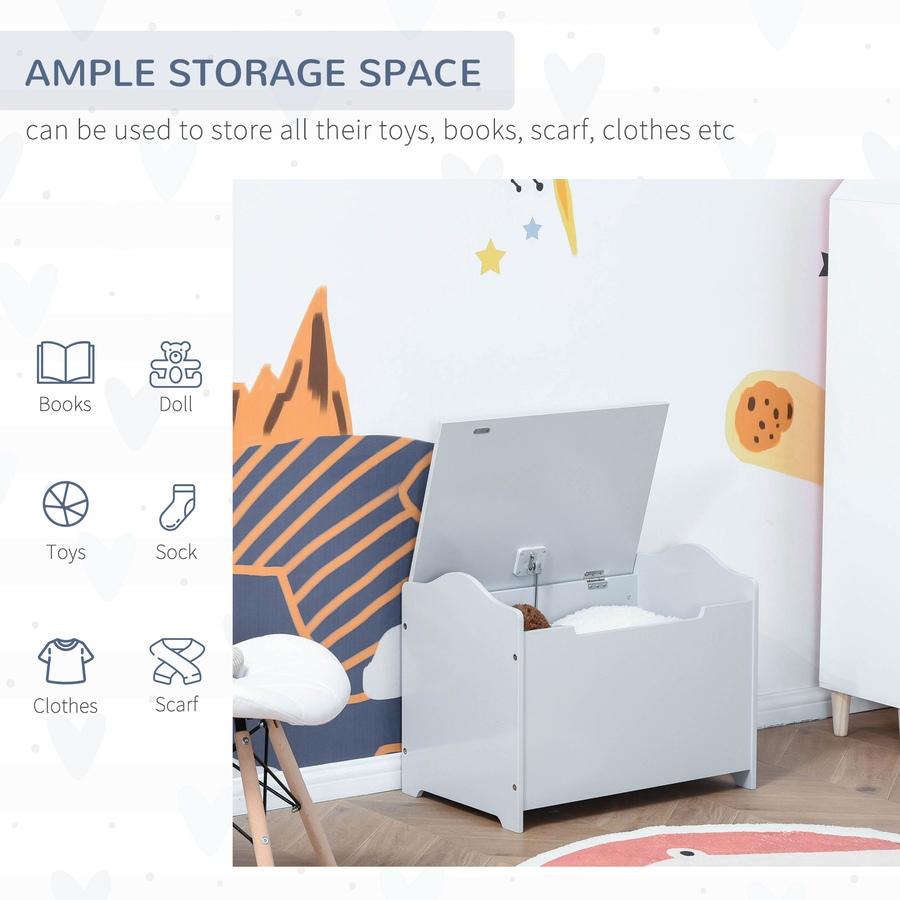 Image 904427_ALTMORE5.jpg, Product 904-427 / Price $74.99, Qaba Kids Wooden Toy Storage Box Organizer Chest with Magnetic Hinge, Grey from Qaba on TSC.ca's Home & Garden department