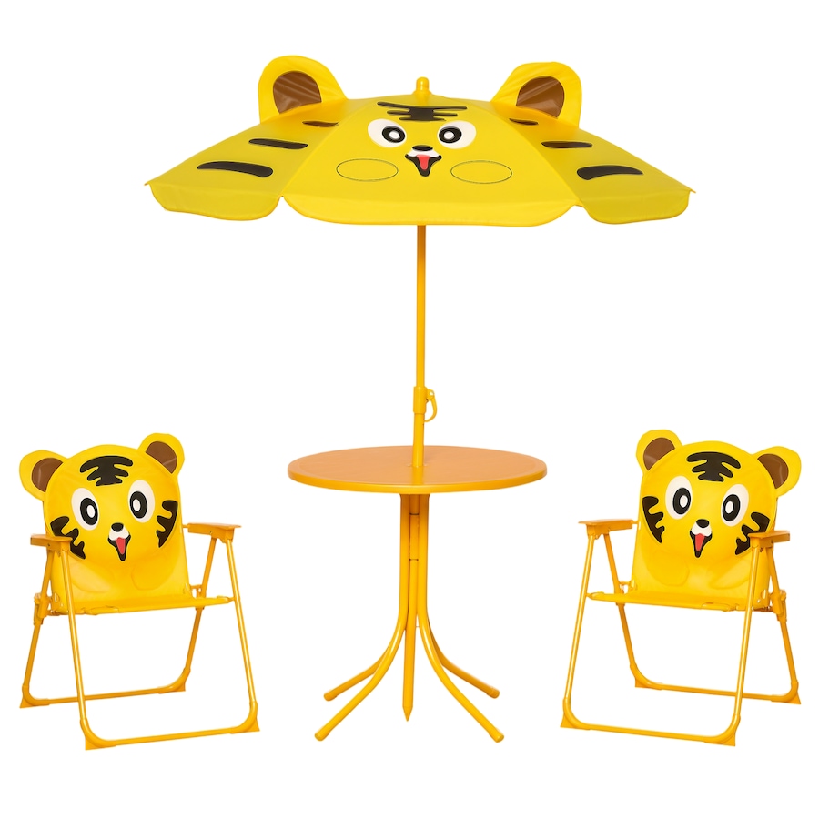 Image 904428.png, Product 904-428 / Price $72.99, Outsunny Kids Folding Picnic Table and Chair Set Pattern Outdoor Garden Patio Backyard with Removable & Height Adjustable Sun Umbrella Yellow from Outsunny on TSC.ca's Home & Garden department