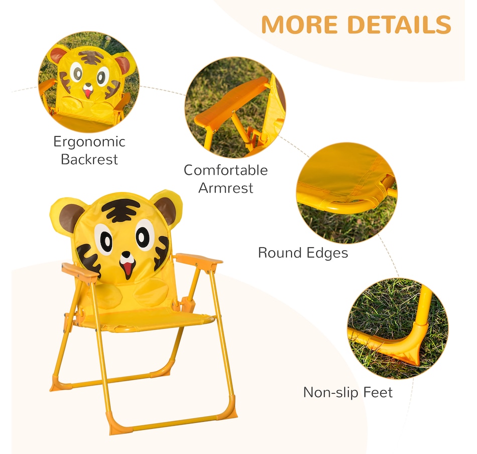 Image 904428_ALTMORE6.jpg, Product 904-428 / Price $69.99, Outsunny Kids Folding Picnic Table and Chair Set Pattern Outdoor Garden Patio Backyard with Removable & Height Adjustable Sun Umbrella Yellow from Outsunny on TSC.ca's Home & Garden department