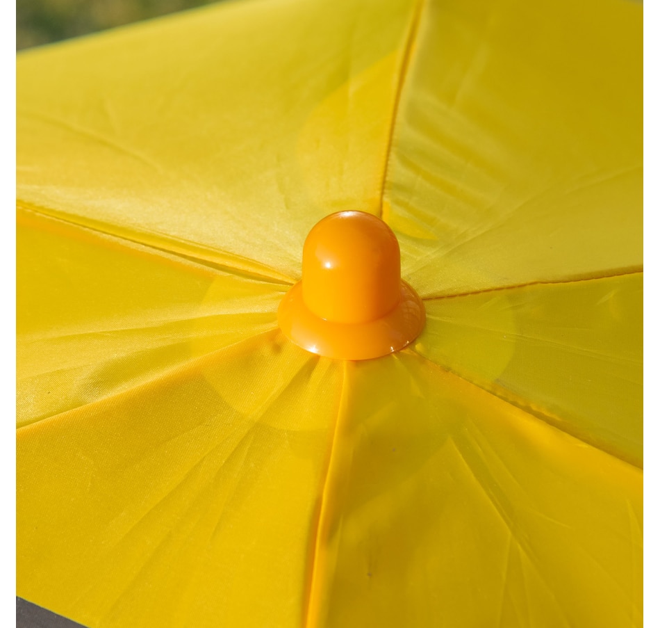 Image 904428_ALTMORE8.jpg, Product 904-428 / Price $69.99, Outsunny Kids Folding Picnic Table and Chair Set Pattern Outdoor Garden Patio Backyard with Removable & Height Adjustable Sun Umbrella Yellow from Outsunny on TSC.ca's Home & Garden department