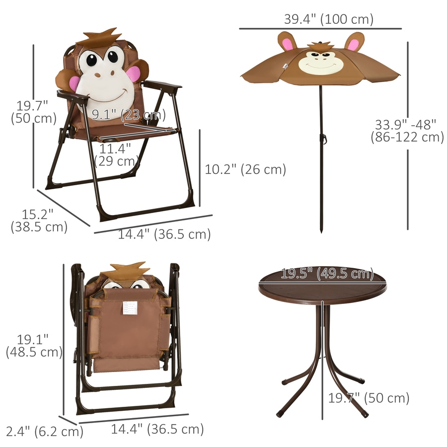 Image 904429_ALTMORE2.jpg, Product 904-429 / Price $63.99, Outsunny Kids Picnic Table and Chair Set with Adjustable Sun Umbrella Brown from Outsunny on TSC.ca's Home & Garden department