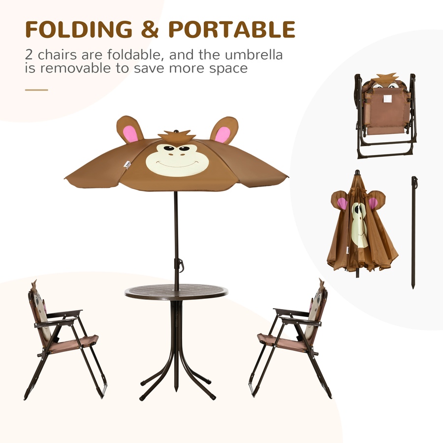 Image 904429_ALTMORE3.jpg, Product 904-429 / Price $63.99, Outsunny Kids Picnic Table and Chair Set with Adjustable Sun Umbrella Brown from Outsunny on TSC.ca's Home & Garden department
