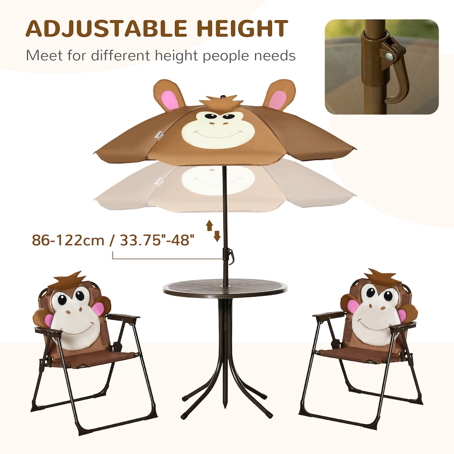 Image 904429_ALTMORE4.jpg, Product 904-429 / Price $63.99, Outsunny Kids Picnic Table and Chair Set with Adjustable Sun Umbrella Brown from Outsunny on TSC.ca's Home & Garden department