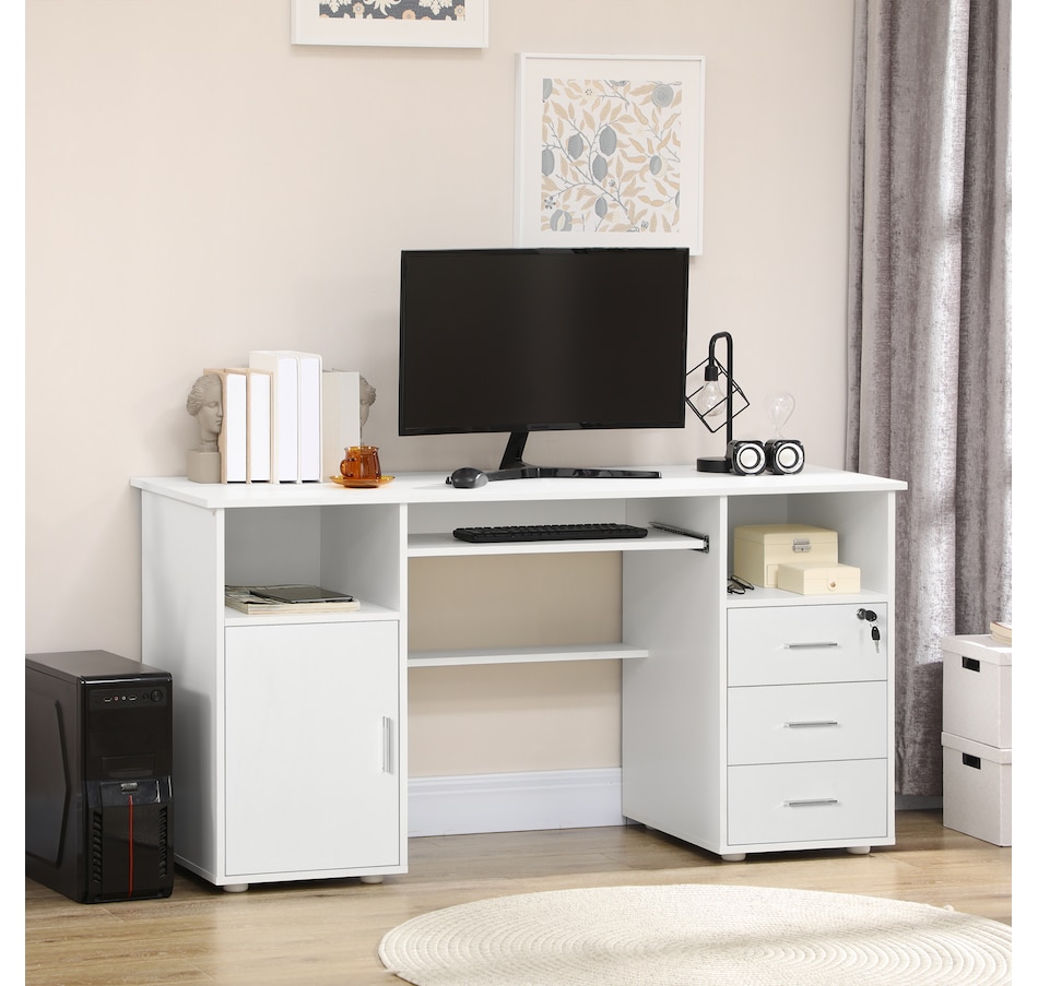 Image 904434_ALTMORE1.jpg, Product 904-434 / Price $229.99, HOMCOM Computer Desk with Keyboard Tray and Drawers, Study Workstation from HOMCOM on TSC.ca's Home & Garden department