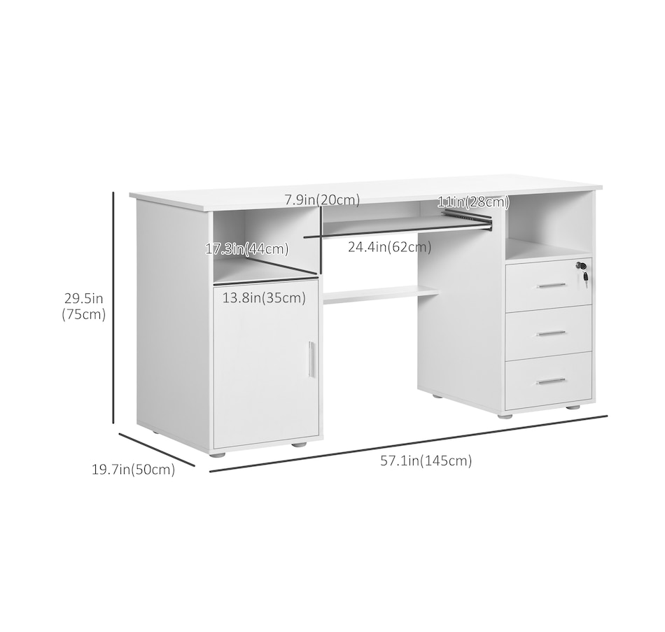 Image 904434_ALTMORE2.jpg, Product 904-434 / Price $229.99, HOMCOM Computer Desk with Keyboard Tray and Drawers, Study Workstation from HOMCOM on TSC.ca's Home & Garden department