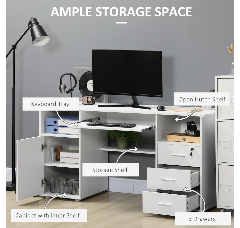 Image 904434_ALTMORE3.jpg, Product 904-434 / Price $229.99, HOMCOM Computer Desk with Keyboard Tray and Drawers, Study Workstation from HOMCOM on TSC.ca's Home & Garden department