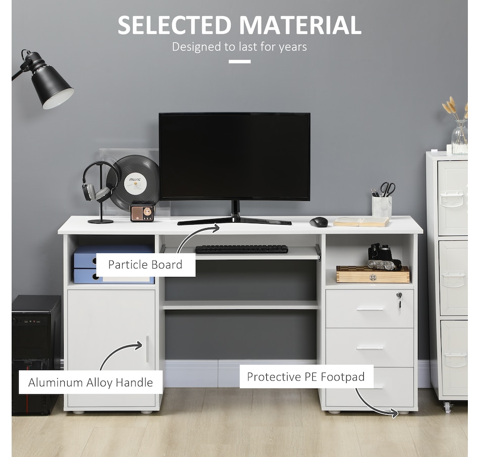 Image 904434_ALTMORE5.jpg, Product 904-434 / Price $229.99, HOMCOM Computer Desk with Keyboard Tray and Drawers, Study Workstation from HOMCOM on TSC.ca's Home & Garden department
