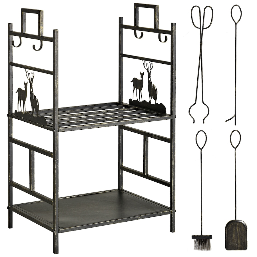 Image 904436.jpg, Product 904-436 / Price $74.99, Outsunny Heavy Duty Firewood Rack Wood Log Fireplace Stacker, Black from Outsunny on TSC.ca's  department