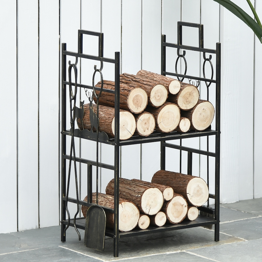 Image 904436_ALTMORE1.jpg, Product 904-436 / Price $74.99, Outsunny Heavy Duty Firewood Rack Wood Log Fireplace Stacker, Black from Outsunny on TSC.ca's  department