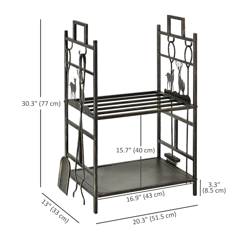 Image 904436_ALTMORE2.jpg, Product 904-436 / Price $74.99, Outsunny Heavy Duty Firewood Rack Wood Log Fireplace Stacker, Black from Outsunny on TSC.ca's  department