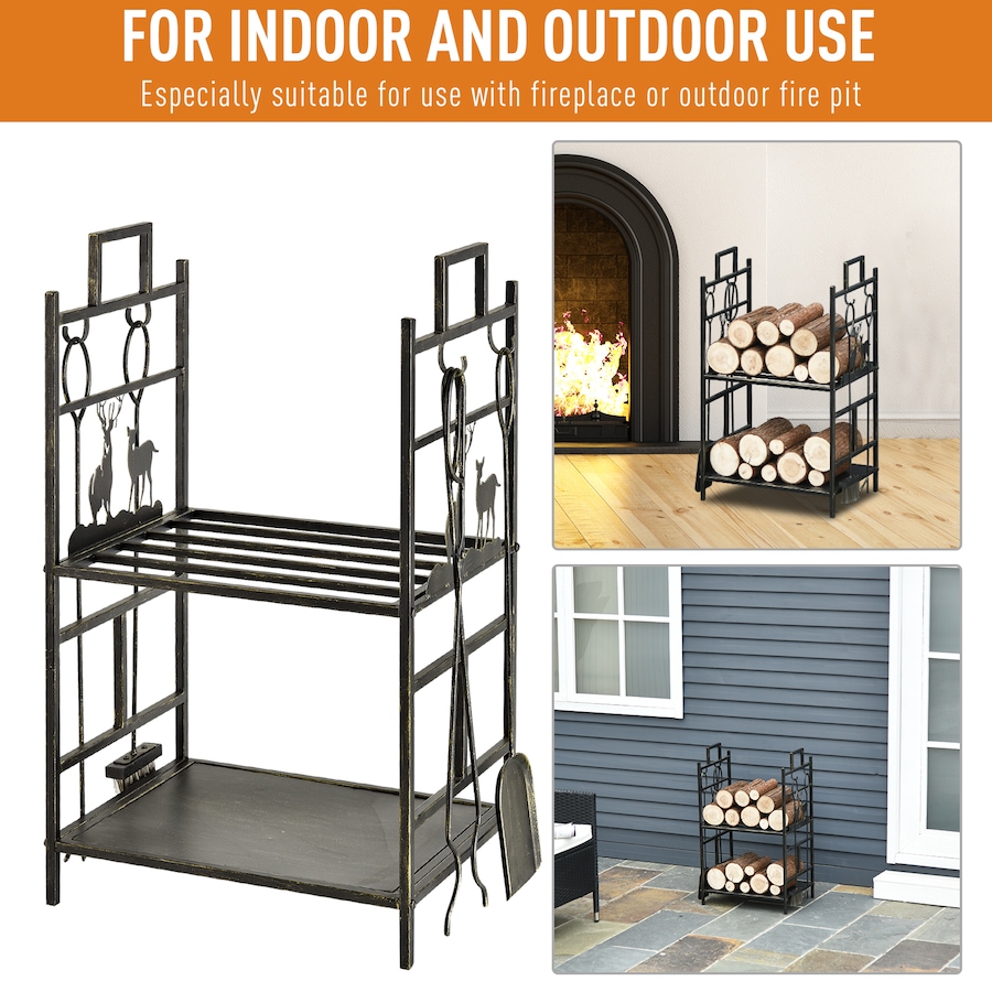 Image 904436_ALTMORE3.jpg, Product 904-436 / Price $74.99, Outsunny Heavy Duty Firewood Rack Wood Log Fireplace Stacker, Black from Outsunny on TSC.ca's  department