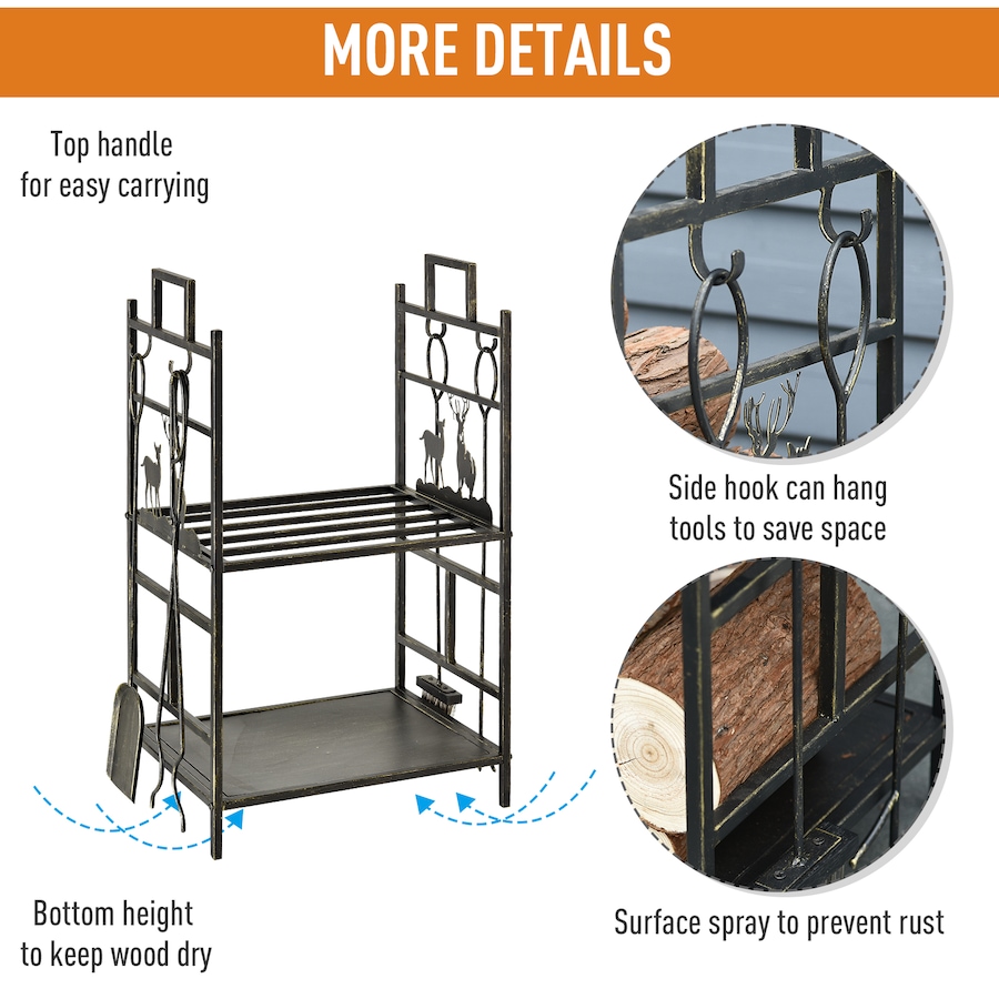Image 904436_ALTMORE4.jpg, Product 904-436 / Price $74.99, Outsunny Heavy Duty Firewood Rack Wood Log Fireplace Stacker, Black from Outsunny on TSC.ca's  department
