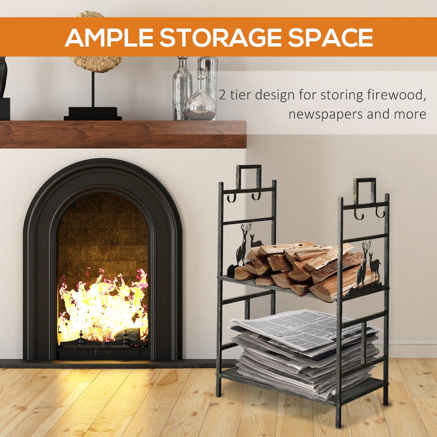 Image 904436_ALTMORE6.jpg, Product 904-436 / Price $74.99, Outsunny Heavy Duty Firewood Rack Wood Log Fireplace Stacker, Black from Outsunny on TSC.ca's  department