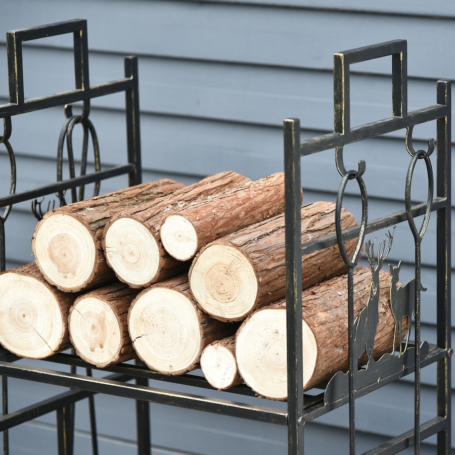 Image 904436_ALTMORE7.jpg, Product 904-436 / Price $74.99, Outsunny Heavy Duty Firewood Rack Wood Log Fireplace Stacker, Black from Outsunny on TSC.ca's  department