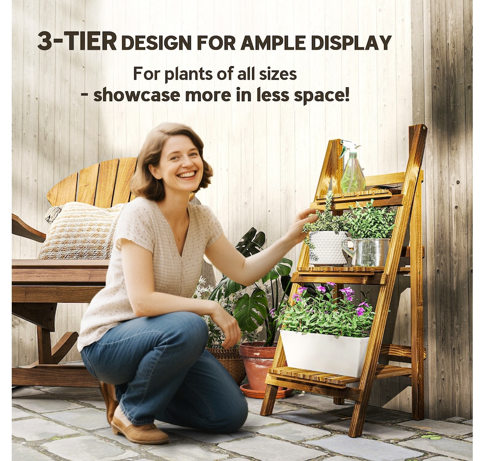 Image 904454_ALTMORE3.jpg, Product 904-454 / Price $47.99, Outsunny Outdoor Plant Stand, Foldable Flower Stand, 16" x 15" x 37" from Outsunny on TSC.ca's Home & Garden department
