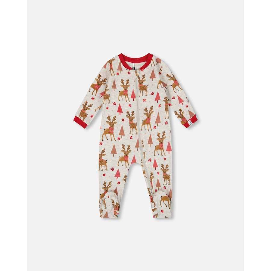 Image 904481_ST01.jpg, Product 904-481 / Price $33.00, One-Piece Organic Cotton Pajama Girly Reindeer Print from Deux par Deux on TSC.ca's Fashion department