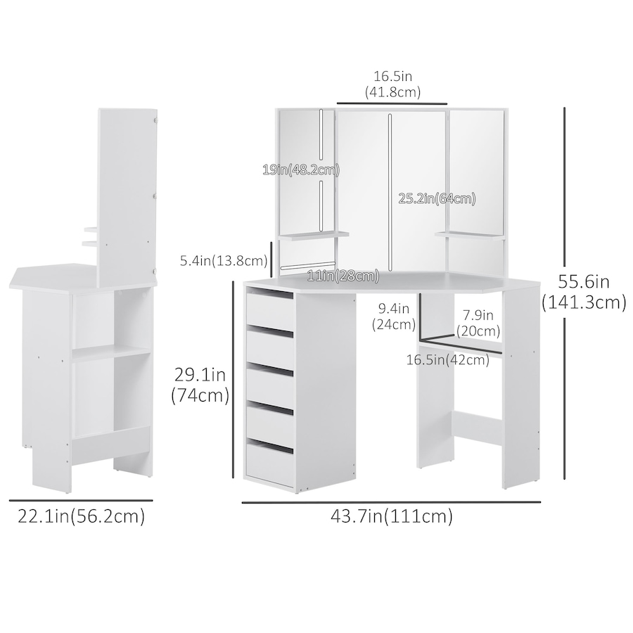 Image 904857_ALTMORE10.jpg, Product 904-857 / Price $199.99 - $204.99, HOMCOM Vanity Table Tri-Fold Mirrored Make-Up Dressing Table from HOMCOM on TSC.ca's Beauty department