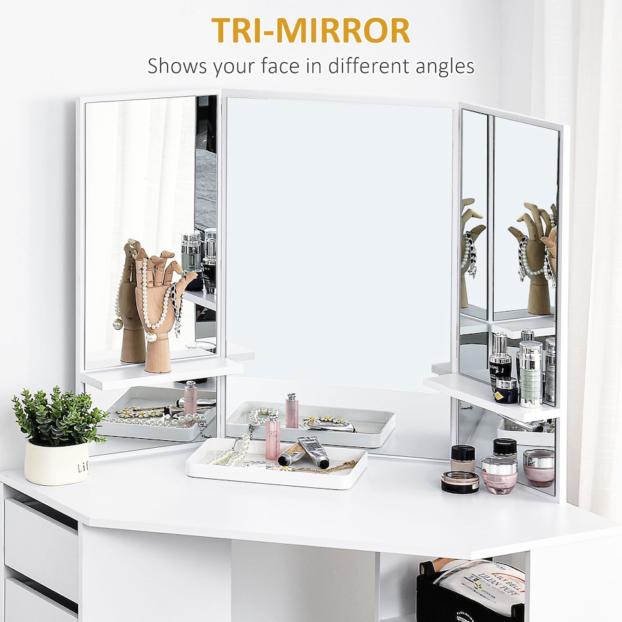 Image 904857_ALTMORE12.jpg, Product 904-857 / Price $199.99 - $204.99, HOMCOM Vanity Table Tri-Fold Mirrored Make-Up Dressing Table from HOMCOM on TSC.ca's Beauty department