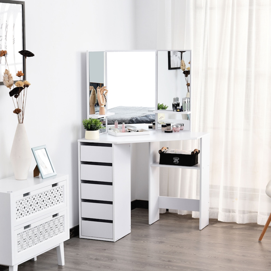 Image 904857_ALTMORE13.jpg, Product 904-857 / Price $199.99 - $204.99, HOMCOM Vanity Table Tri-Fold Mirrored Make-Up Dressing Table from HOMCOM on TSC.ca's Beauty department