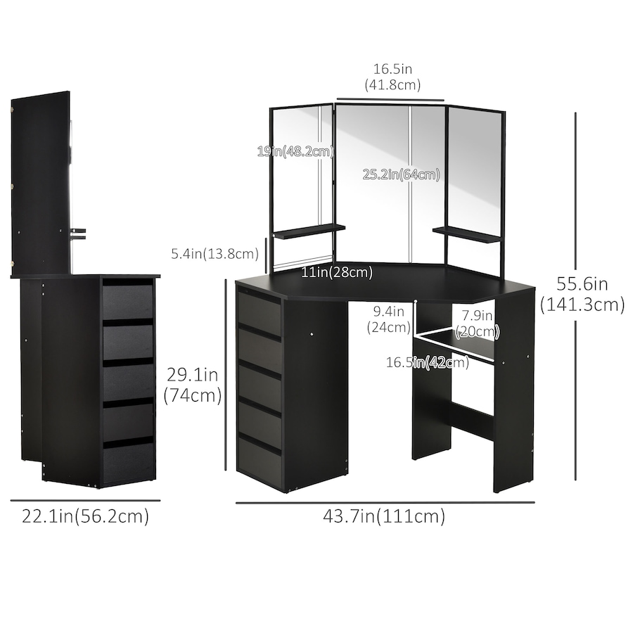 Image 904857_ALTMORE2.jpg, Product 904-857 / Price $199.99 - $204.99, HOMCOM Vanity Table Tri-Fold Mirrored Make-Up Dressing Table from HOMCOM on TSC.ca's Beauty department
