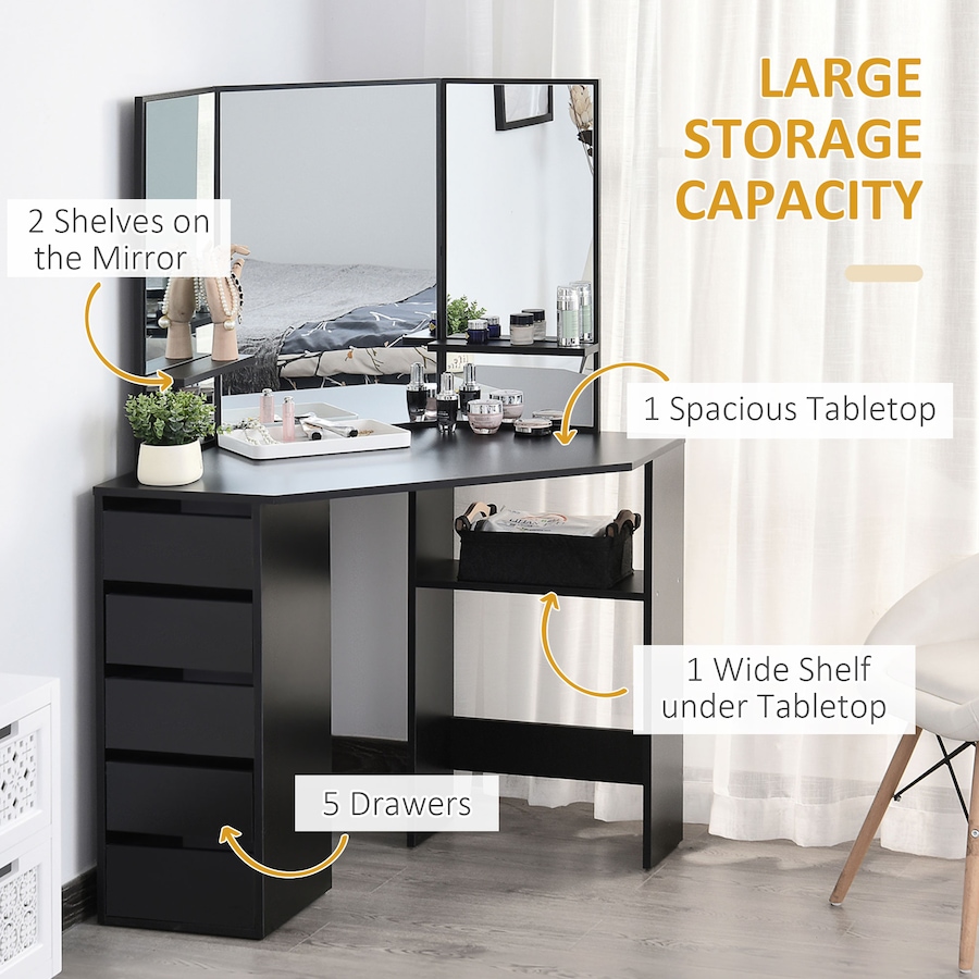 Image 904857_ALTMORE3.jpg, Product 904-857 / Price $199.99 - $204.99, HOMCOM Vanity Table Tri-Fold Mirrored Make-Up Dressing Table from HOMCOM on TSC.ca's Beauty department