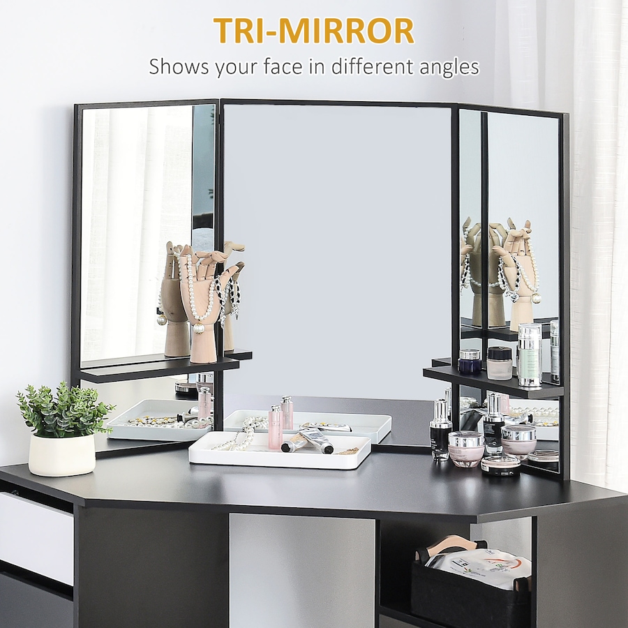 Image 904857_ALTMORE4.jpg, Product 904-857 / Price $199.99 - $204.99, HOMCOM Vanity Table Tri-Fold Mirrored Make-Up Dressing Table from HOMCOM on TSC.ca's Beauty department