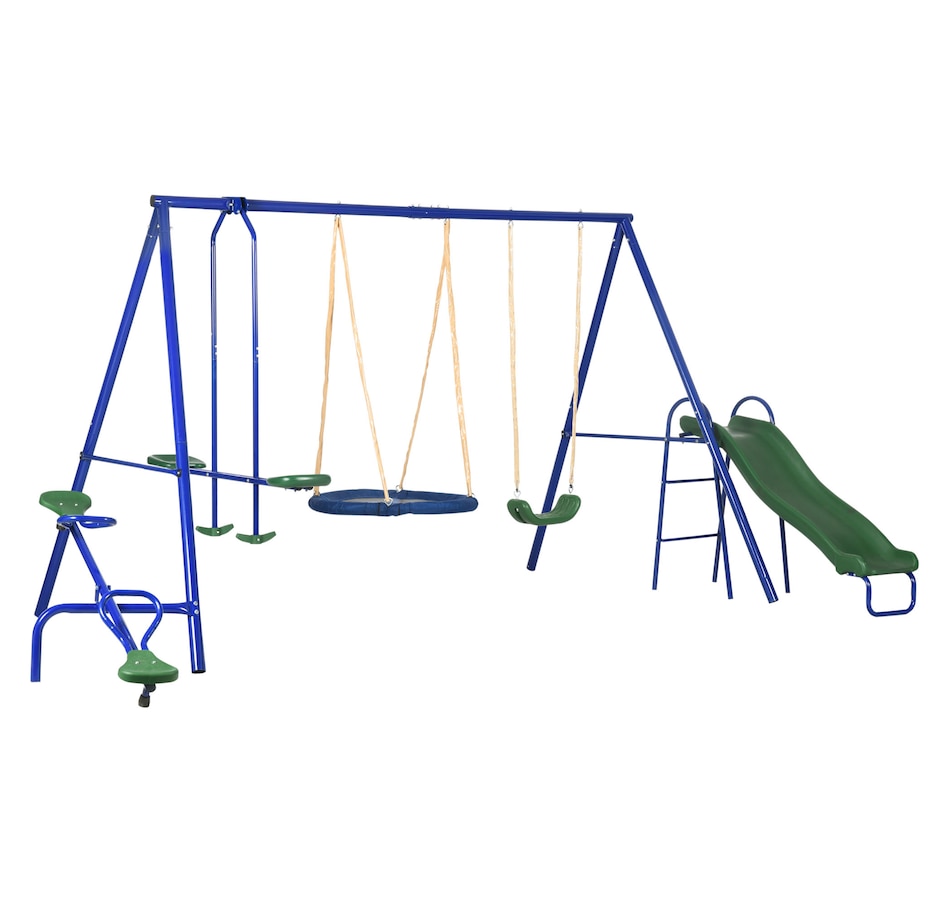 Image 904860.jpg, Product 904-860 / Price $399.99, Outsunny 5 in1 Kids Swing Set, A-Frame Heavy Duty Metal Swing Set from Outsunny on TSC.ca's Home & Garden department