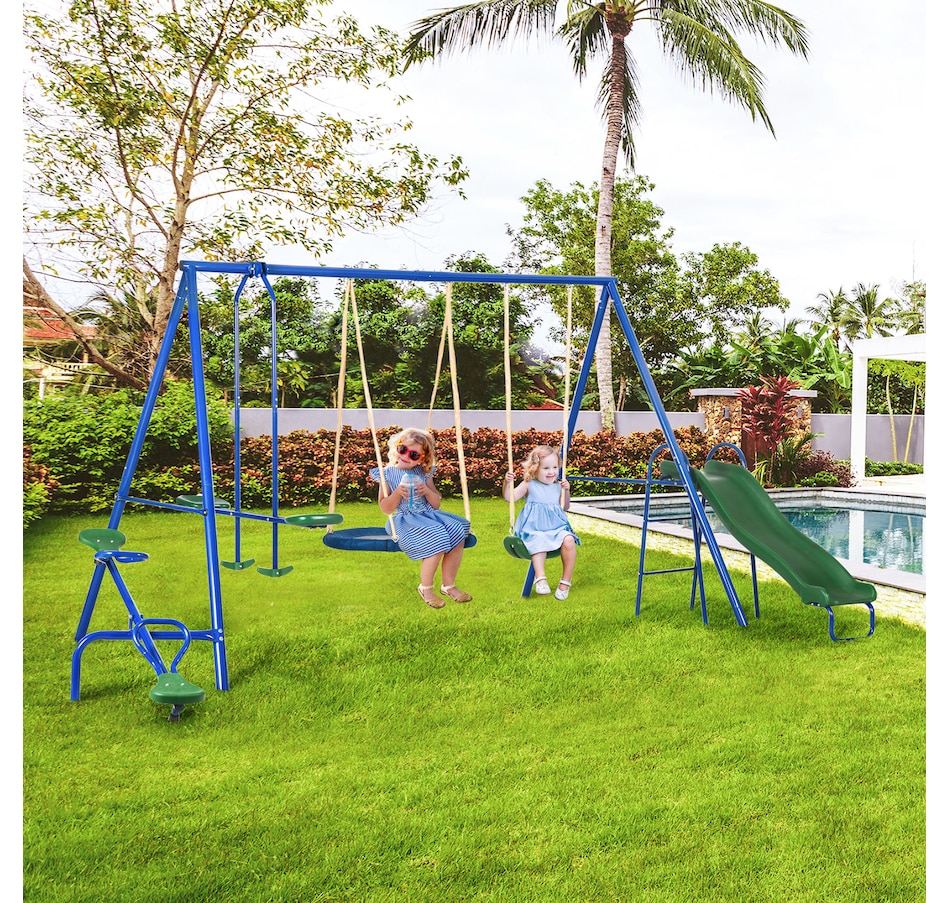 Image 904860_ALTMORE1.jpg, Product 904-860 / Price $399.99, Outsunny 5 in1 Kids Swing Set, A-Frame Heavy Duty Metal Swing Set from Outsunny on TSC.ca's Home & Garden department