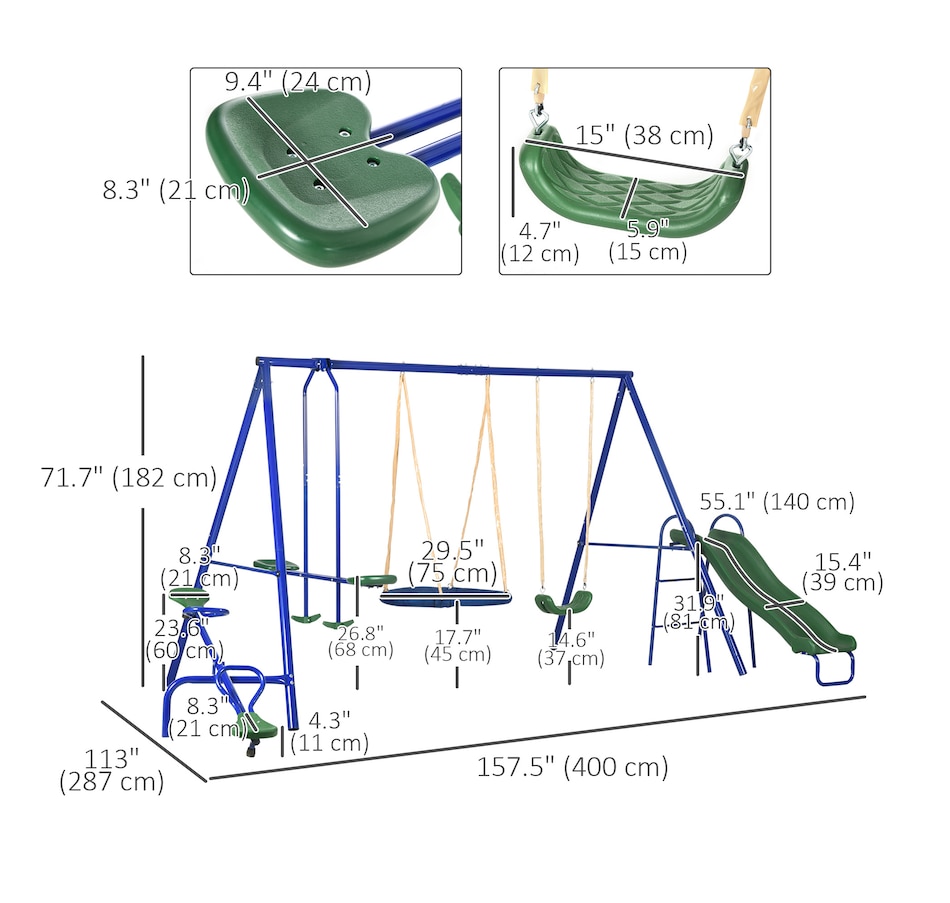 Image 904860_ALTMORE2.jpg, Product 904-860 / Price $399.99, Outsunny 5 in1 Kids Swing Set, A-Frame Heavy Duty Metal Swing Set from Outsunny on TSC.ca's Home & Garden department