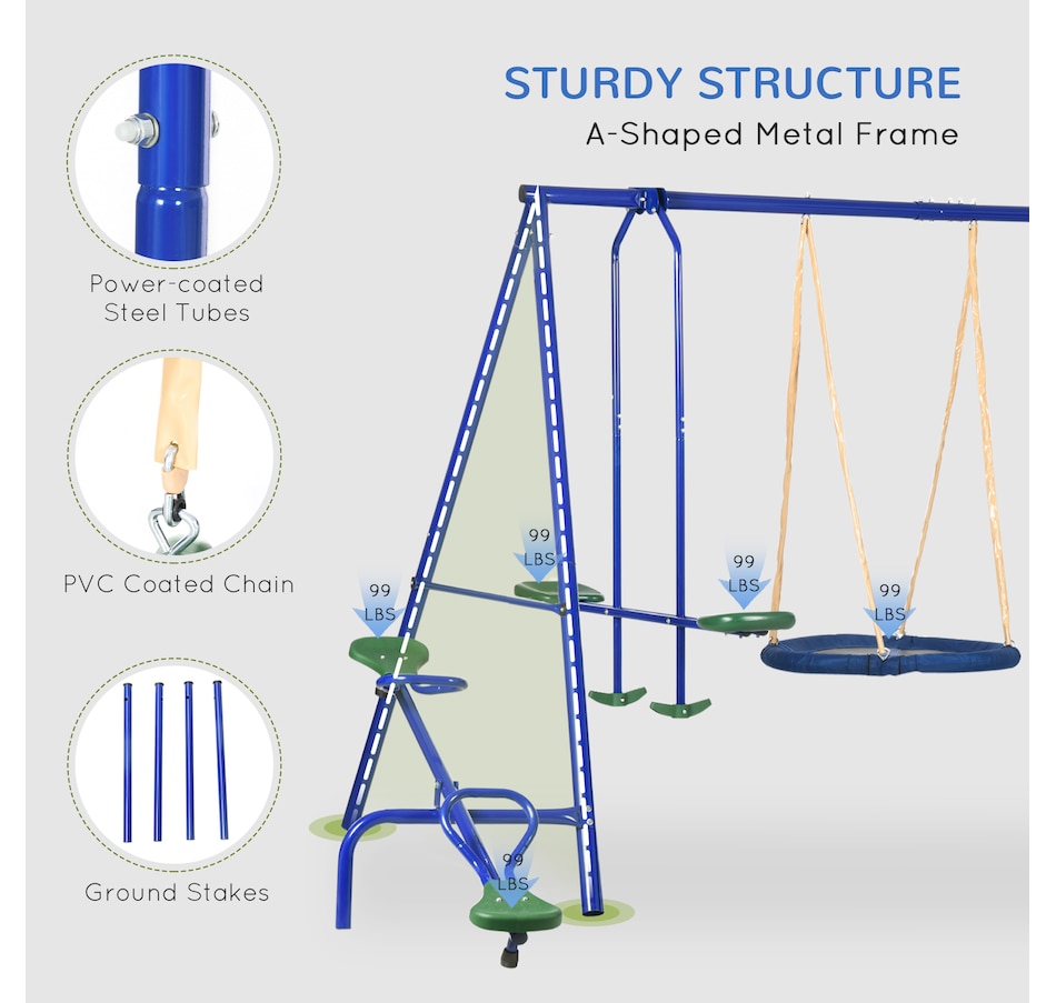 Image 904860_ALTMORE4.jpg, Product 904-860 / Price $399.99, Outsunny 5 in1 Kids Swing Set, A-Frame Heavy Duty Metal Swing Set from Outsunny on TSC.ca's Home & Garden department