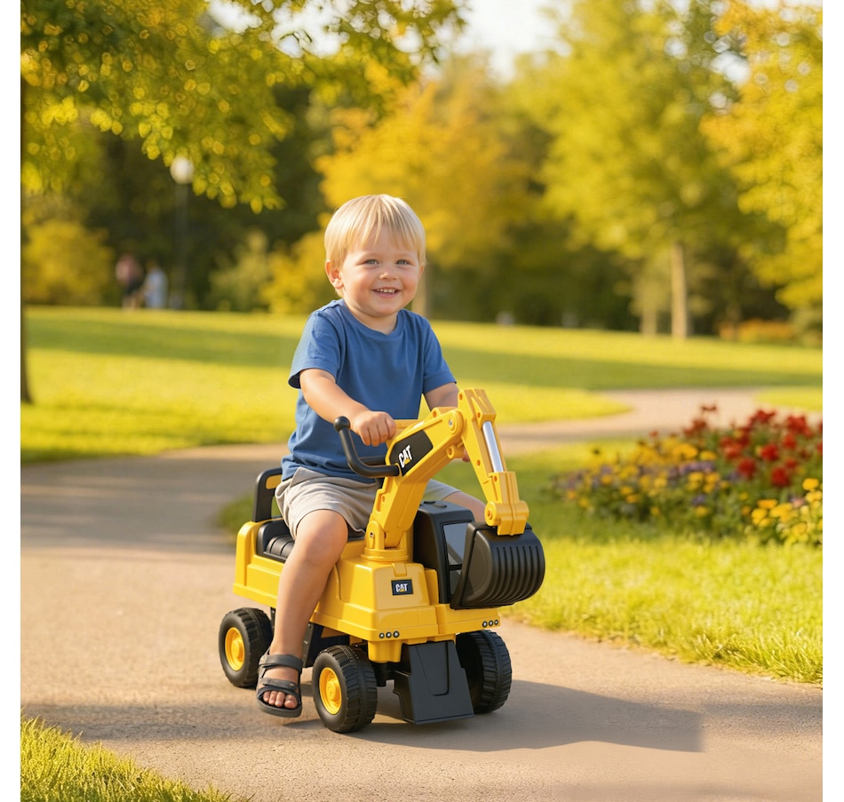 Image 904863_ALTMORE1.jpg, Product 904-863 / Price $81.99, Aosom CAT Licensed Excavator Ride-on Toy for Kids w/ Manual Shovel, Yellow from Aosom on TSC.ca's Toys & Hobbies department